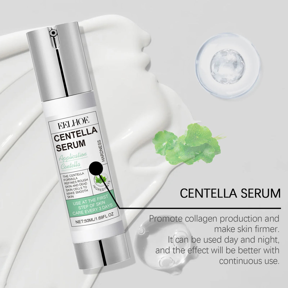 Face Essence of Centella Asiatica Moisturizing Facial Serum Brighten Smooth Skin Care Rejuvenation Pore Refining Resurfacing