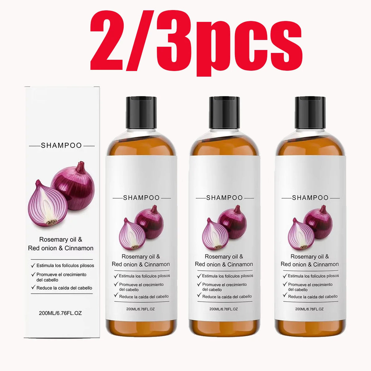 2/3pcs Rosemary Red Onion Shampoo Anti Hair Loss Promote Thicker Stronger excalvo Shampoo Hair Care 200ml