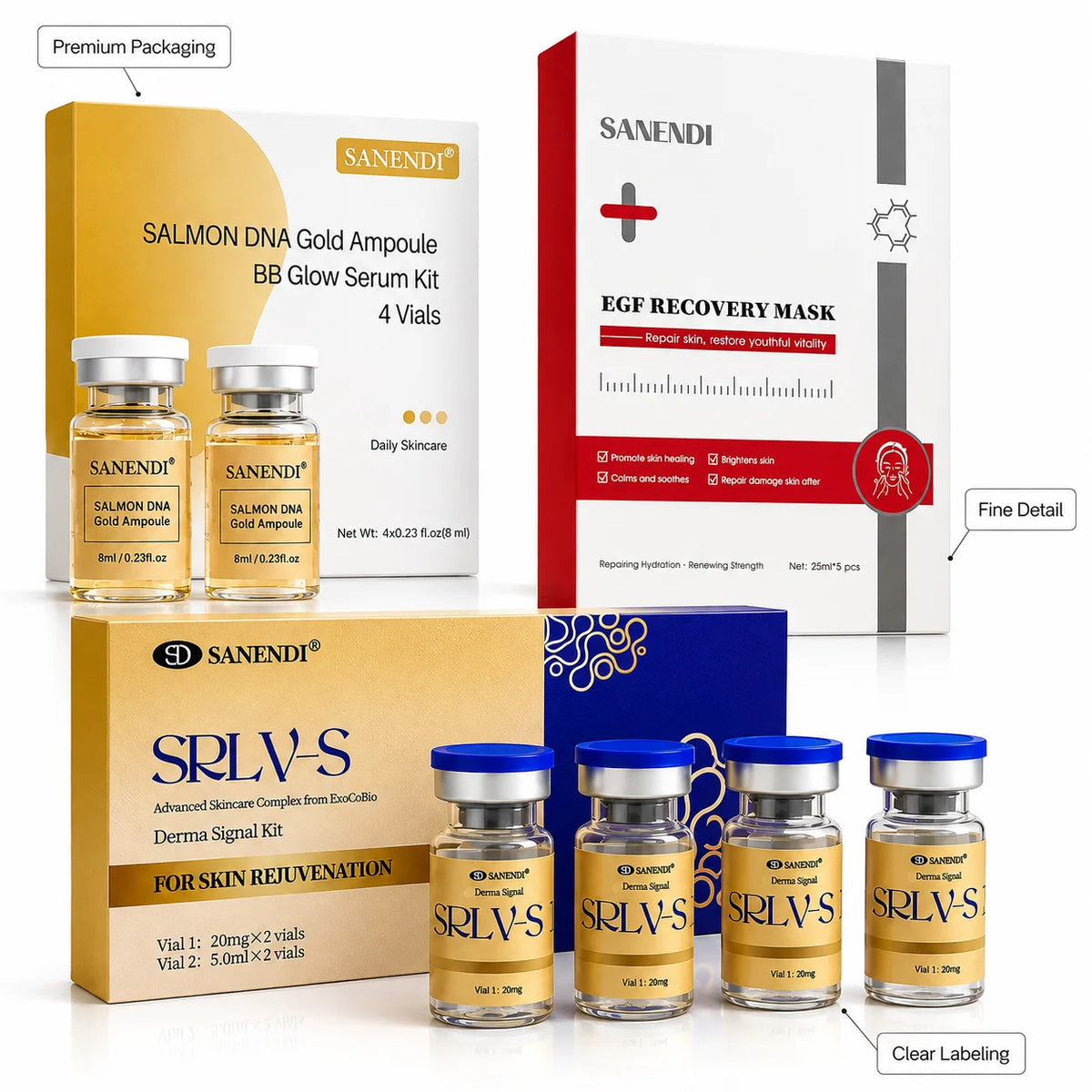 SANENDI Peptide Serum Original Korean Skin Care Essence Hyaluronic Acid EGF Mask Moisturizing Facial Serum For Dermapen