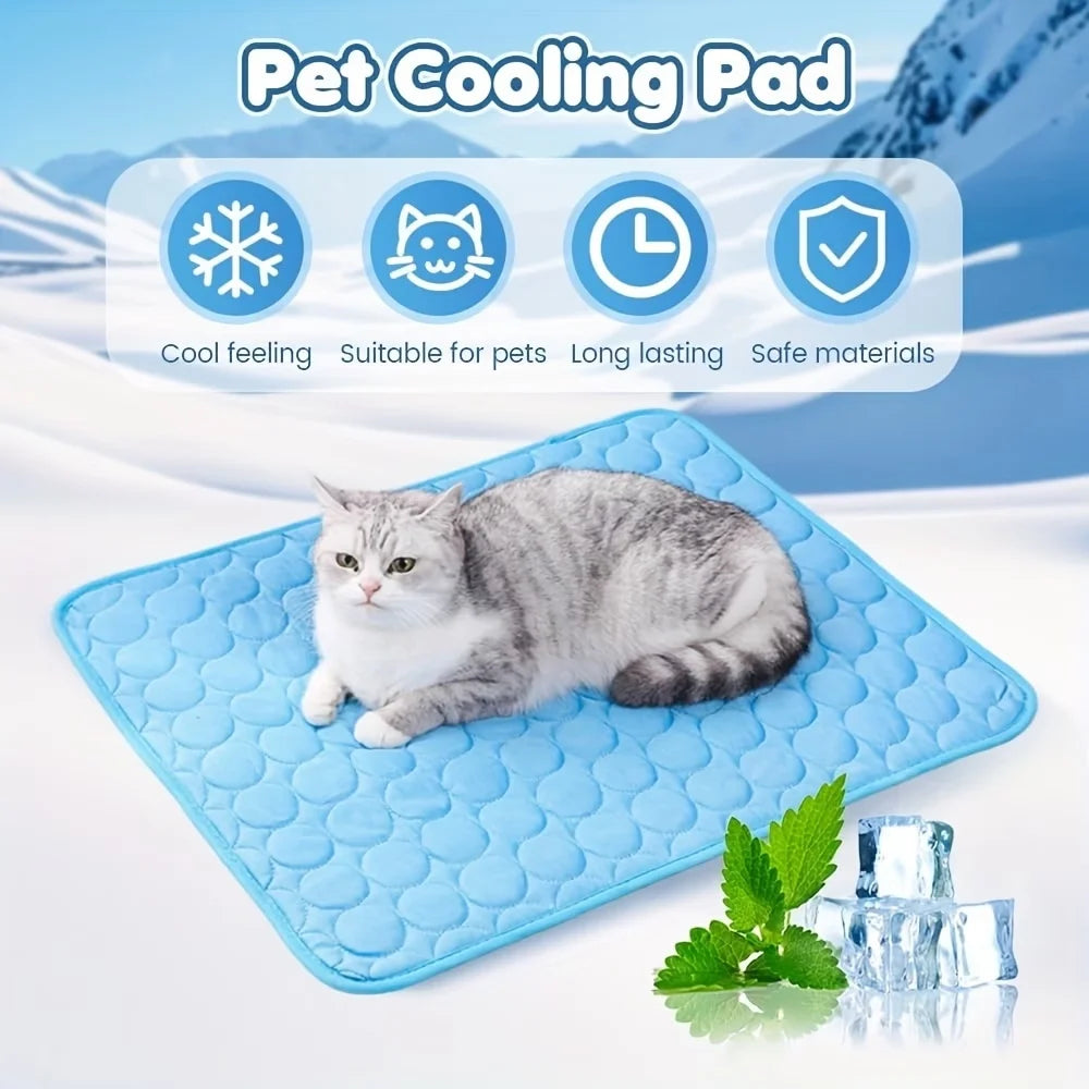 Summer Pet Cooling Pad for Cats and Dogs - Comfortable Breathable Washable Non-Slip Bottom Ice Cool Mat Dog Cool Mat
