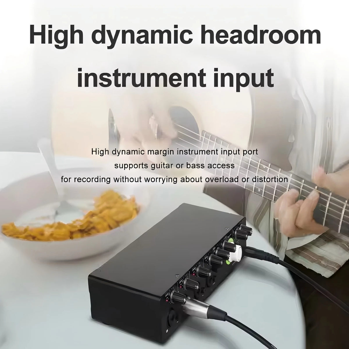 Depusheng Audio Interface RX4 Sound Card AD Converter with Monitoring Electric Guitar Live Recording For Studio Singing Podcast