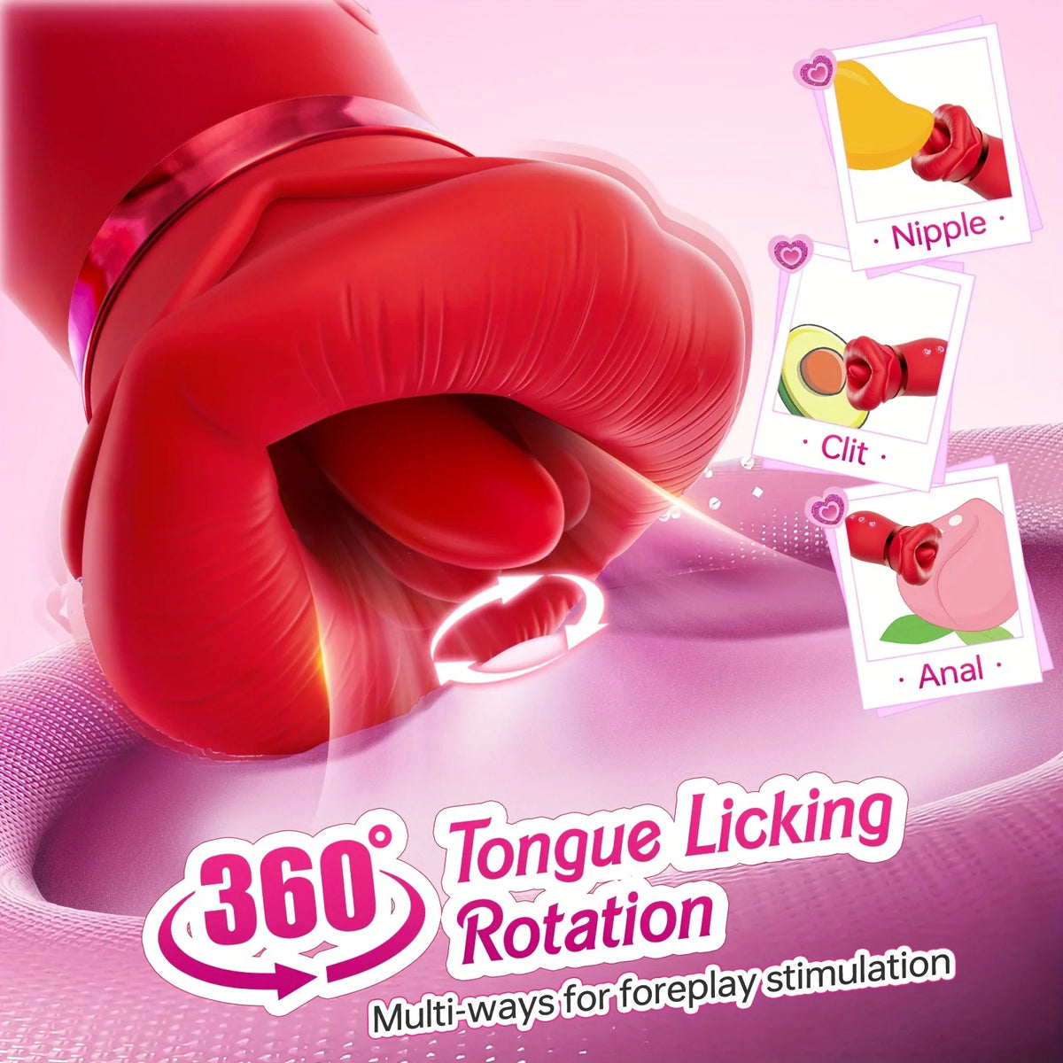 Adult Sex Toys  4in1 Mouth Sucking Vibrator 10 Tongue Licking Modes Anal Toys Clit Nipple G Spot Vibrators for Women Couples