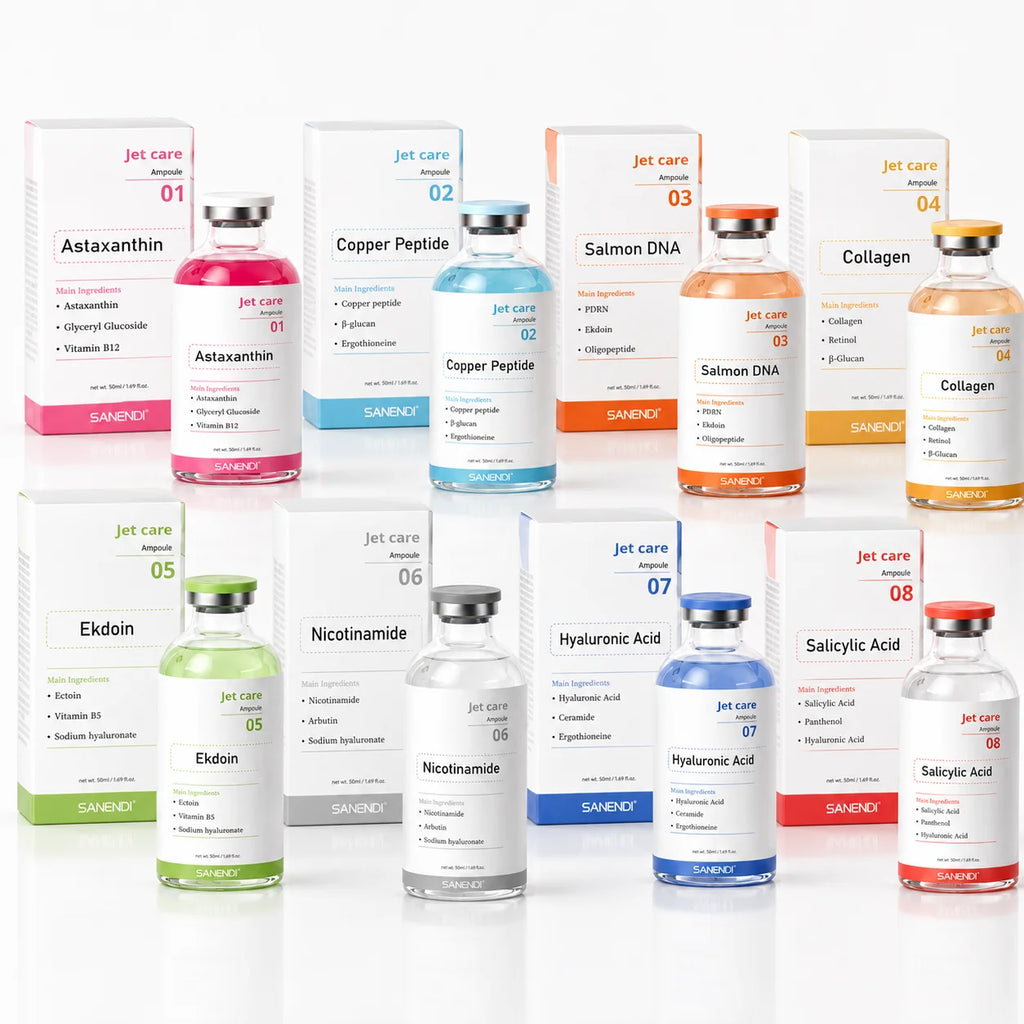 SANENDI Korean Skincare Jet Care Ampoule Facial Serum PDRN Calming Smooth Barrier Moisture Hydrating Skin Care Concentrate Kit