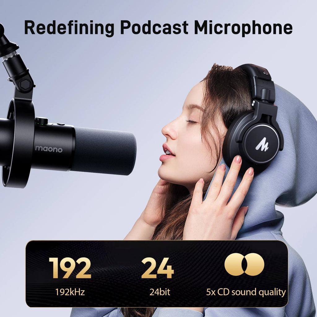 Maono PD300X Dynamic Microphone XLR USB Podcast Recording Mic 192kHz24bit for Content Creation Home Audio Studio Noise Reduction