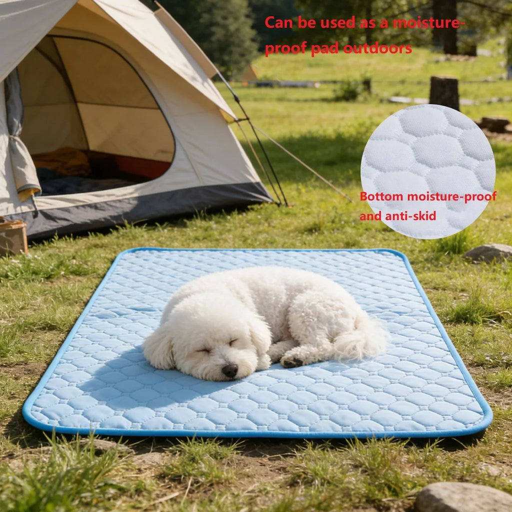 Summer Pet Cooling Pad for Cats and Dogs - Comfortable Breathable Washable Non-Slip Bottom Ice Cool Mat Dog Cool Mat