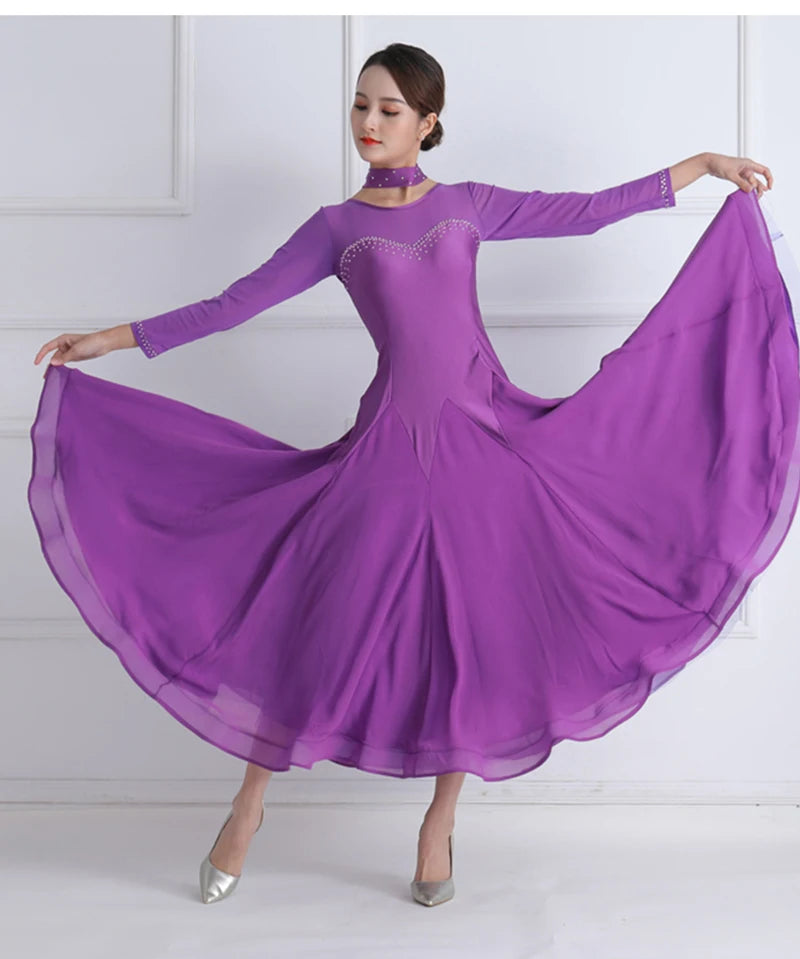 White Standard Ballroom Dance Dress For Women Simple Elegant Competition Ballroom Dancing Skirt Lady's Waltz Dance Dresses