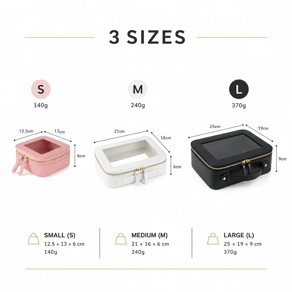 Clear Makeup Bag Golden Zipper Fashionable Cosmetic Organizer Case Waterproof PU Material Travel for Toiletry Pouch for Skincare