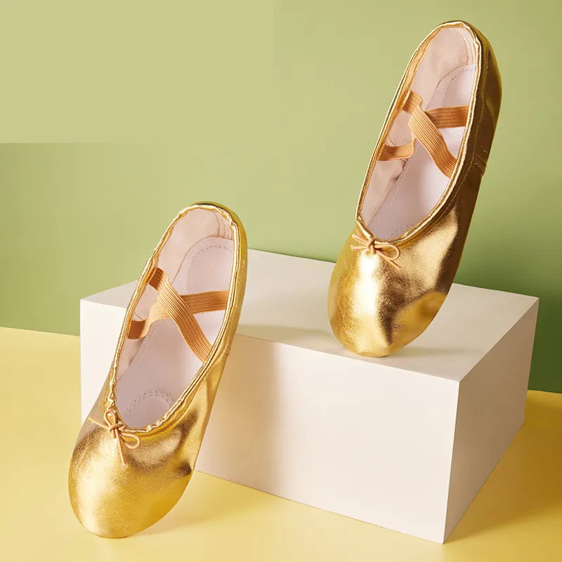 Girls Ballet Shoes Gold Silver Soft Sole Ballet Dance Slippers Children Practise Ballerina Shoes Woman Gymnastics