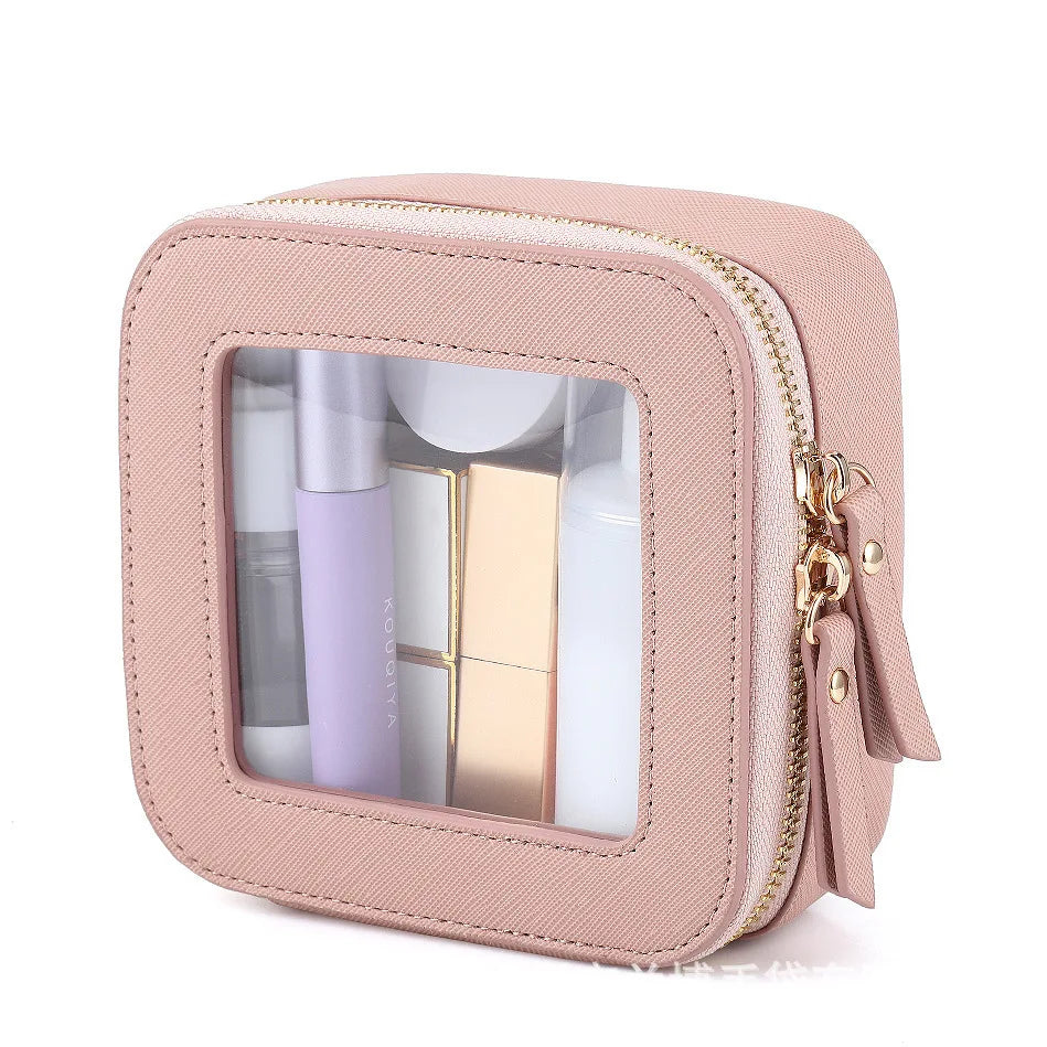 OEM/ODM Best-Selling In-Stock Open PVC Waterproof Portable Compact Makeup Bag Custom Cosmetic Storage Box