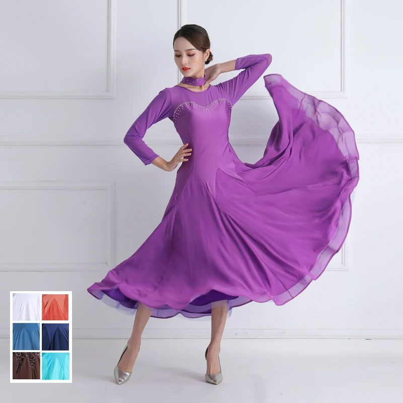 White Standard Ballroom Dance Dress For Women Simple Elegant Competition Ballroom Dancing Skirt Lady's Waltz Dance Dresses