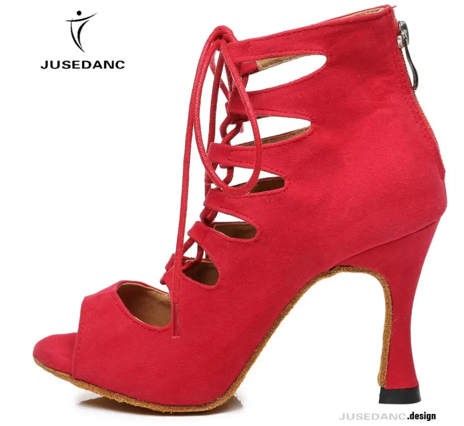 Ballroom Dance Shoes Women Latin Dancing Shoes Salsa Boots Bachata Shoes For Ladies Black Red Hot Sale