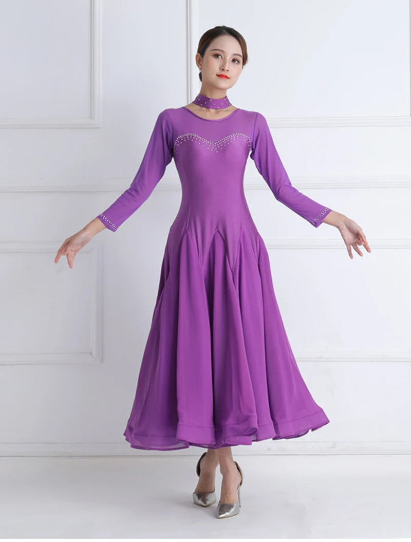 White Standard Ballroom Dance Dress For Women Simple Elegant Competition Ballroom Dancing Skirt Lady's Waltz Dance Dresses