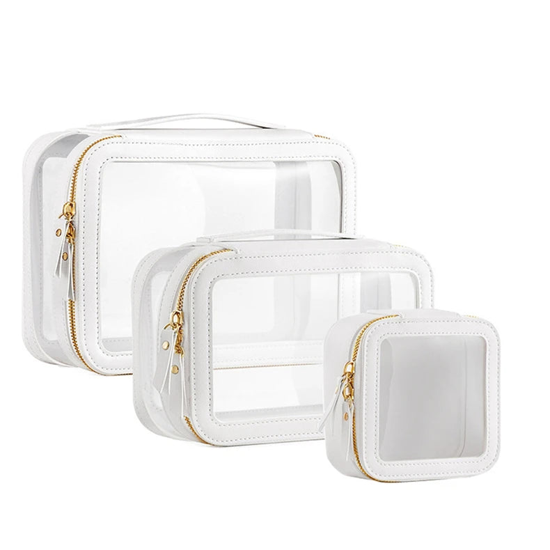 Fashion Custom Eco-Friendly Large PVC Leather Cosmetic Bag Portable Travel Water-proof for Pouch Clear Makeup Storage