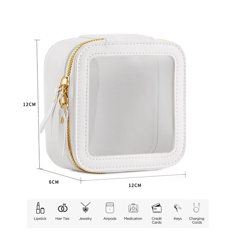 Fashion Custom Eco-Friendly Large PVC Leather Cosmetic Bag Portable Travel Water-proof for Pouch Clear Makeup Storage