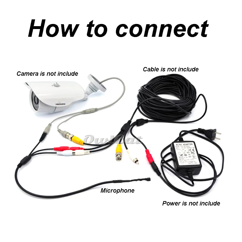 Surveillance Cameras Audio Pickups, CCTV Mic Sound Collection Equipment, Video Recorder Microphones RCA Power In/Out