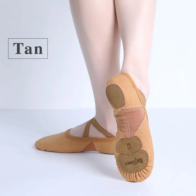 Ballet Shoes Dance Shoes for Women Girls Dance Academy Three Soft Split Sole Stretch Fabric Mesh Splice Dancing Slippers