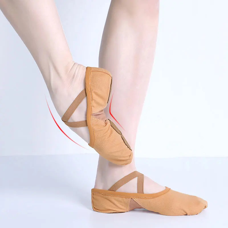 Ballet Shoes Dance Shoes for Women Girls Dance Academy Three Soft Split Sole Stretch Fabric Mesh Splice Dancing Slippers