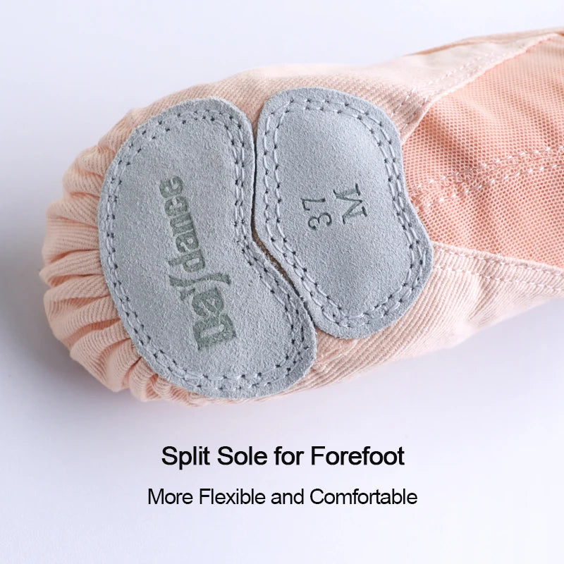 Ballet Shoes Dance Shoes for Women Girls Dance Academy Three Soft Split Sole Stretch Fabric Mesh Splice Dancing Slippers