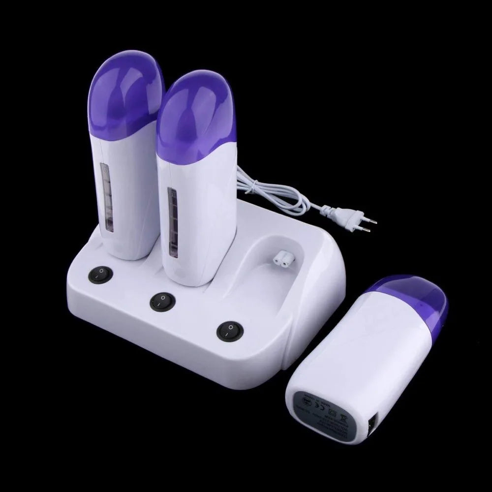 3 Pieces Women Epilators For Hair Removal Depilatory Roll on Wax Heater Roller Waxing Warmer Machine With or Without 3 Wax