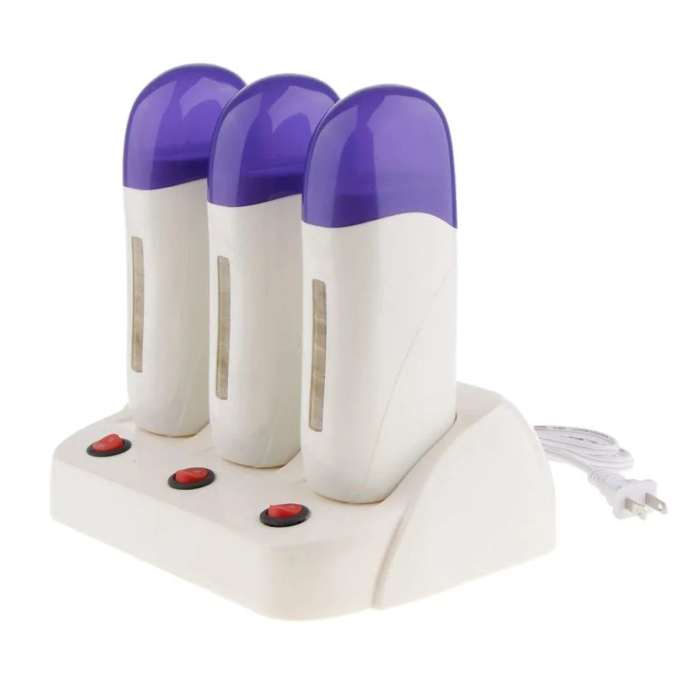 3 Pieces Women Epilators For Hair Removal Depilatory Roll on Wax Heater Roller Waxing Warmer Machine With or Without 3 Wax