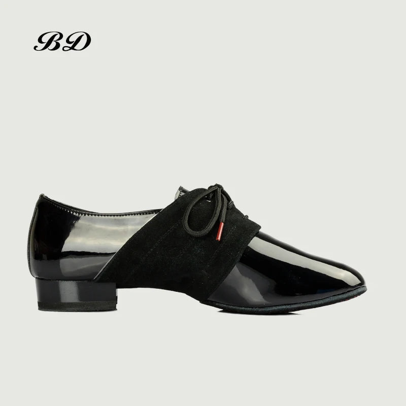 BD DANCE SHOES Latin Shoes Ballroom MEN Shoe Modern Soft Cowhide Sole BDDANCE 322 Two Point Sole Imported Patent Leather Slip-UP