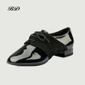BD DANCE SHOES Latin Shoes Ballroom MEN Shoe Modern Soft Cowhide Sole BDDANCE 322 Two Point Sole Imported Patent Leather Slip-UP