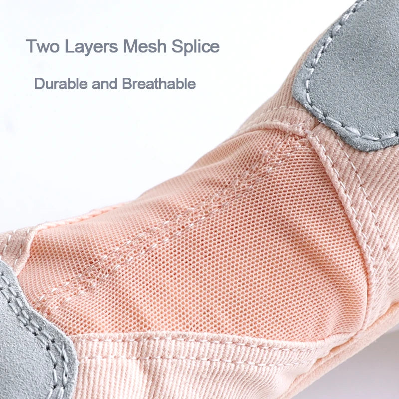 Ballet Shoes Dance Shoes for Women Girls Dance Academy Three Soft Split Sole Stretch Fabric Mesh Splice Dancing Slippers
