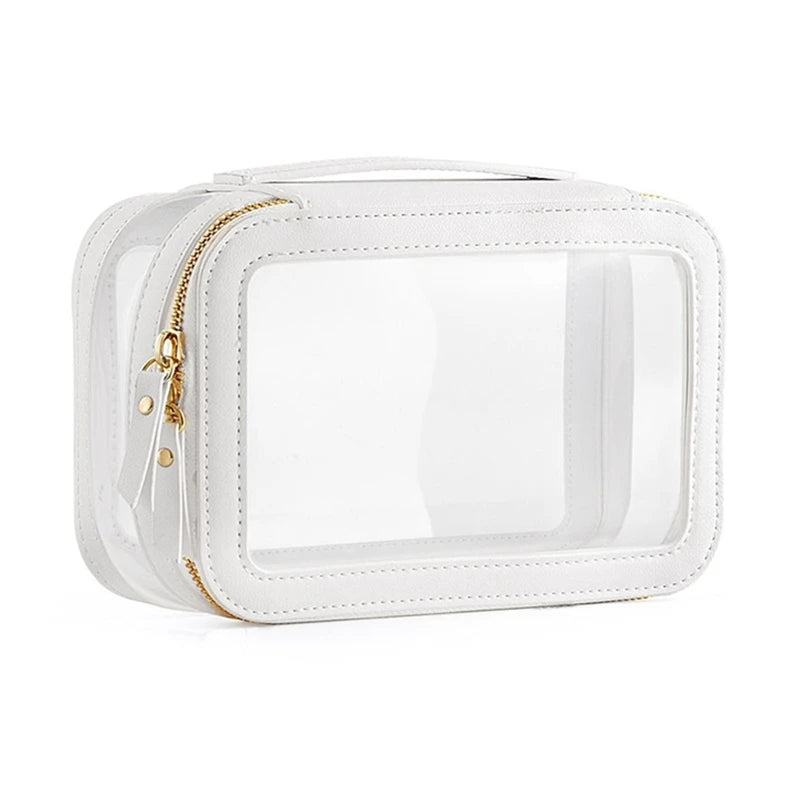 Fashion Custom Eco-Friendly Large PVC Leather Cosmetic Bag Portable Travel Water-proof for Pouch Clear Makeup Storage