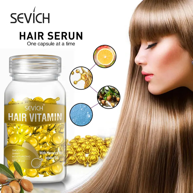 Fast Moisturizing Hair Vitamin Capsule 30pcs/bottle Sevich Smoothing Silky Keratin Complex Oil Nourishing Moroccan Hair Care Oil