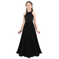 Summer Fashion Flower Girls Dress Wedding  Birthday Party Kids Long Dress Vestido Elegant Halter Neck Floral Lace Princess Dress