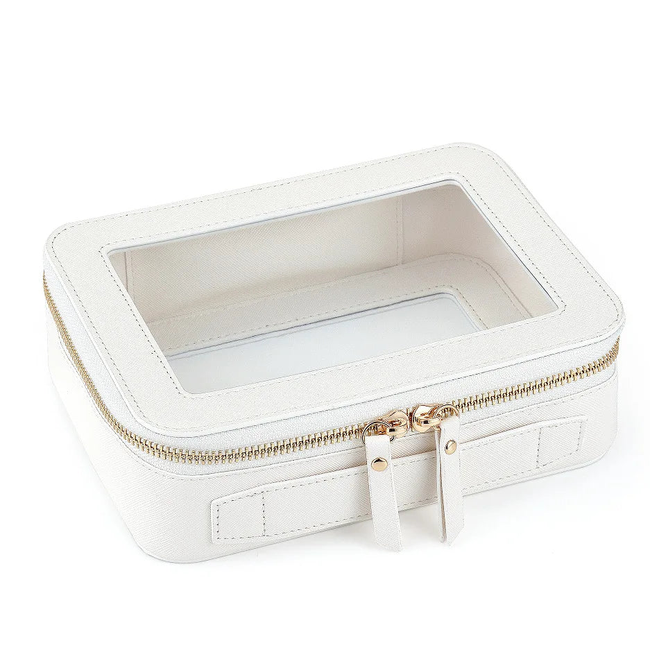 Clear Makeup Bag Golden Zipper Fashionable Cosmetic Organizer Case Waterproof PU Material Travel for Toiletry Pouch for Skincare