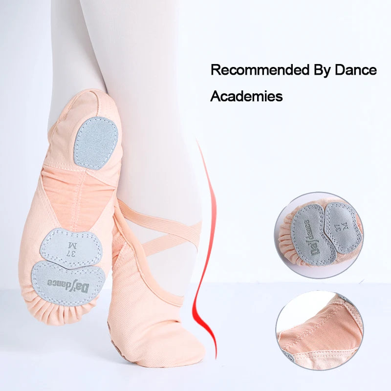 Ballet Shoes Dance Shoes for Women Girls Dance Academy Three Soft Split Sole Stretch Fabric Mesh Splice Dancing Slippers