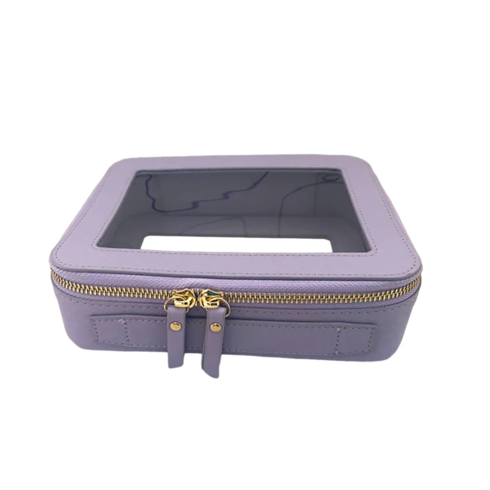 Clear Makeup Bag Golden Zipper Fashionable Cosmetic Organizer Case Waterproof PU Material Travel for Toiletry Pouch for Skincare