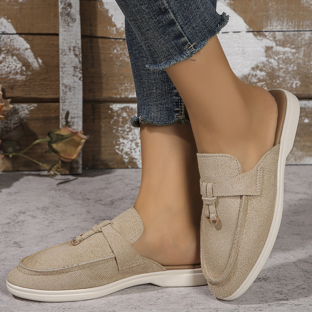 European and American Slippers 2024 Spring New Women's Baotou Half Slippers Outer Wear One-Leg Muller Lazy Shoes Half Slippers Wholesale
