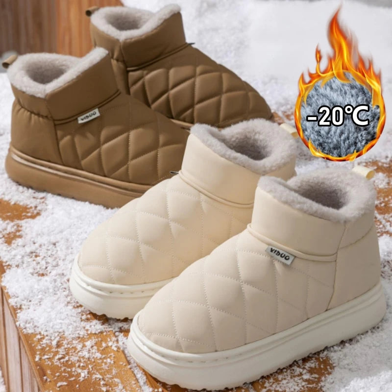 Women Winter Waterproof Snow Boots Platform Anti Slip Fur Lined Warm Heeled High Thick Sole Outdoor Booties Shoes