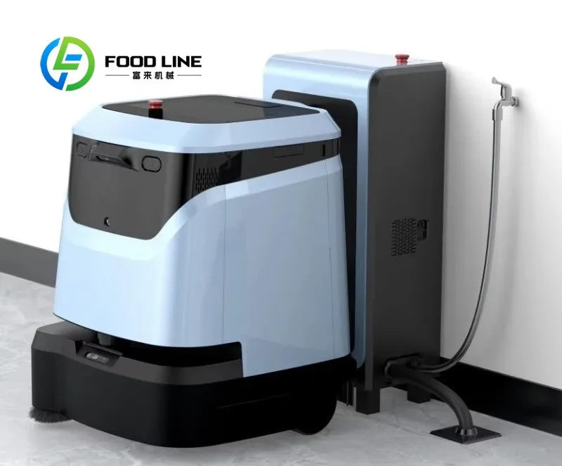 Commercial Floor Cleaning Robot with 4-in-1 Sweep Scrub Vacuum with Auto Recharge App-Controlled & Automatic Dirt Disposal