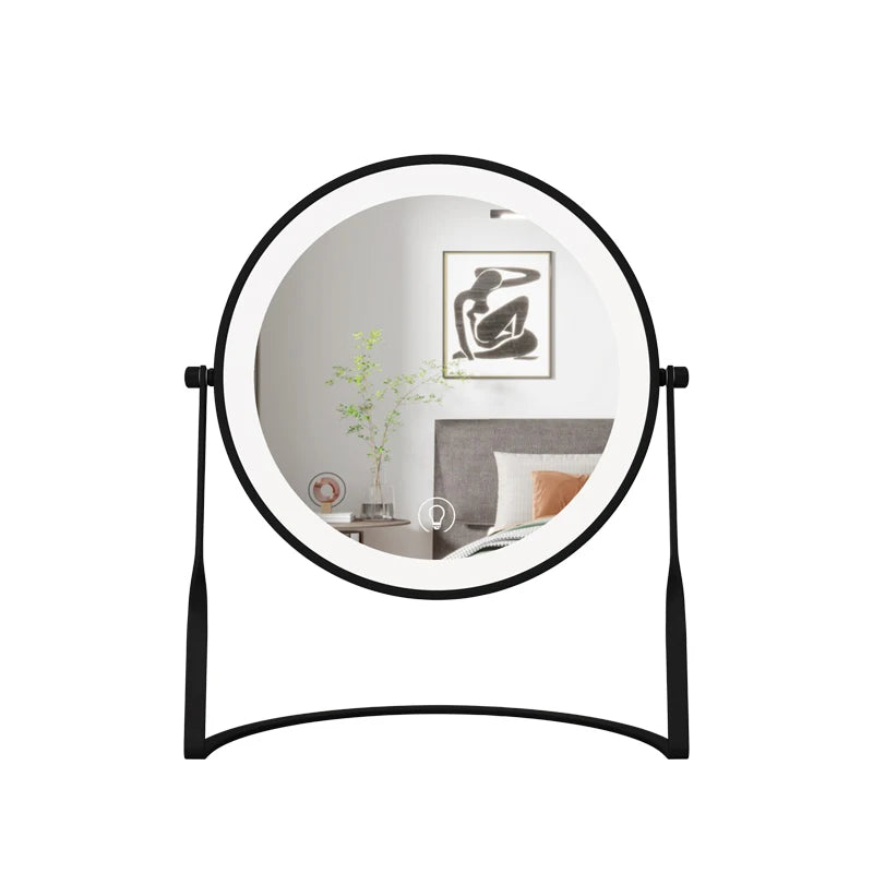 Aesthetic Small Mirror Girls Modern Bedroom Table Makeup Mirror Kawaii Pink Espejo Con Luz Led Para Maquillaje Home Decoration