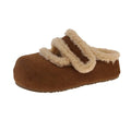 Comfortable Round Head Suede Warm Slippers Anti-slip Soft Coral Fleece Slippers Thick Bottom Casual Retro Winter Shoes Women