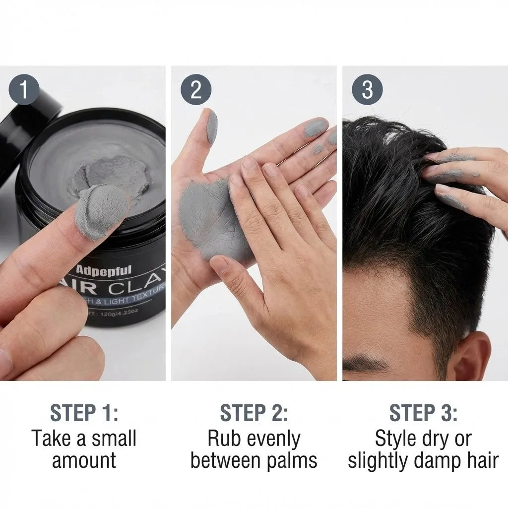 Matte Finish Hair Clay 120g Non Greasy Natural Look Strong Hold Texturizing Low Shine Hair Styling Mud Easy To Use For Men