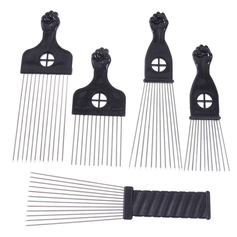 Black Fist Afro Metal Comb African Hair Comb Brush Salon Hairstyle Styling Tool
