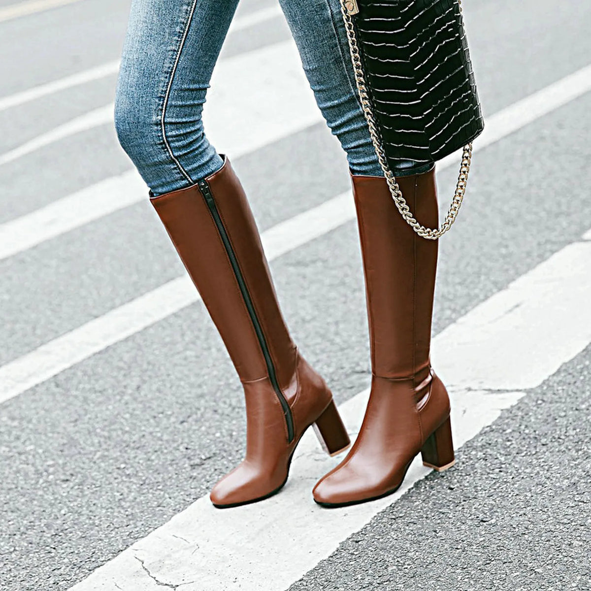 Autumn And Winter Women'S High Boots Fashion Soft Leather Back Zipper Long Boots Ladies Comfortable Knee High Boots Botas Mujer