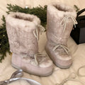 Bingyan Yuese Platform Snow Boots for Women 2026 New Winter Style, Plush Lace-Up, Thickened, Warm and Non-Slip