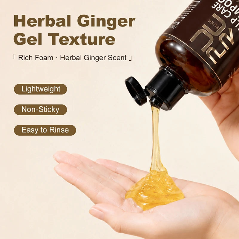 PURC 300ml 5 In 1 Shampoo for hair Natural Ginger Herbal Anti Dandruff Shampoo for Promote Hair Growth and Deeply Nourish