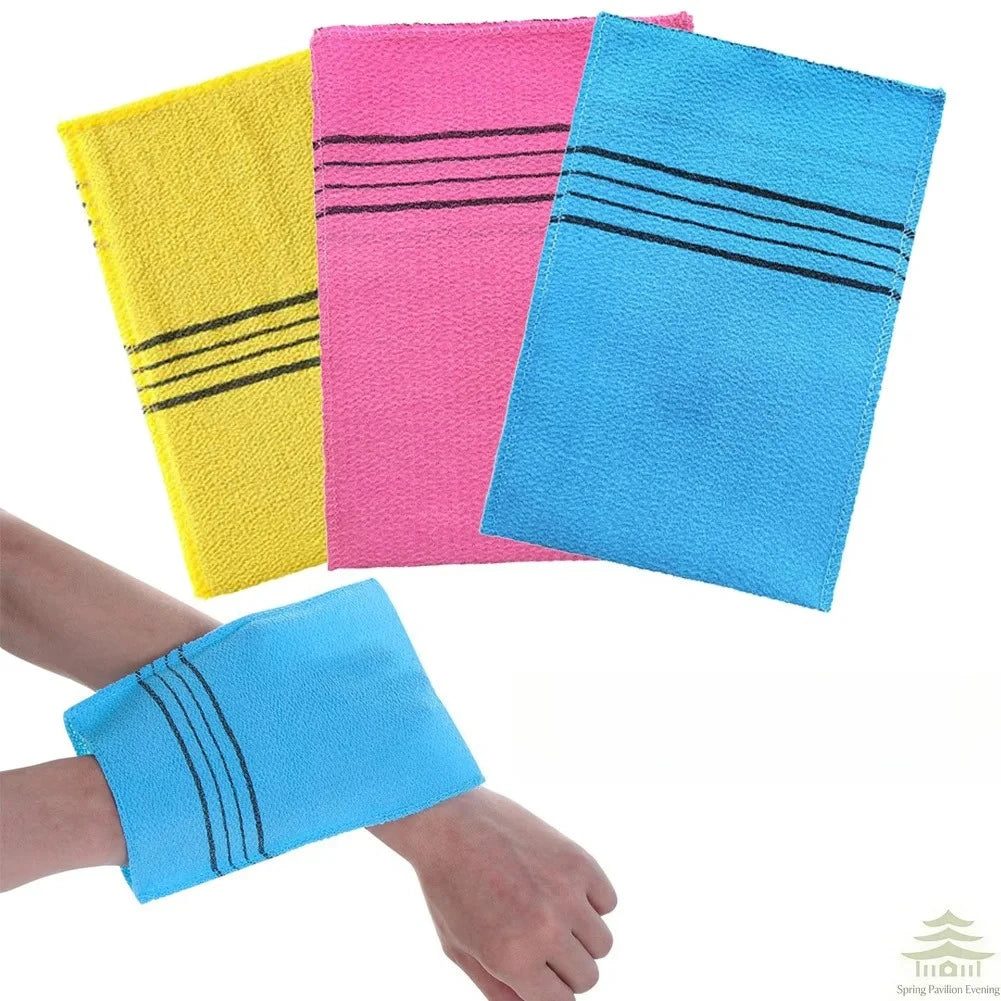 Exfoliating Bath Pad Towels Set Korean Italy Asian Exfoliating Bath Washcloth Body Scrub Shower Soft Polyester Cotton