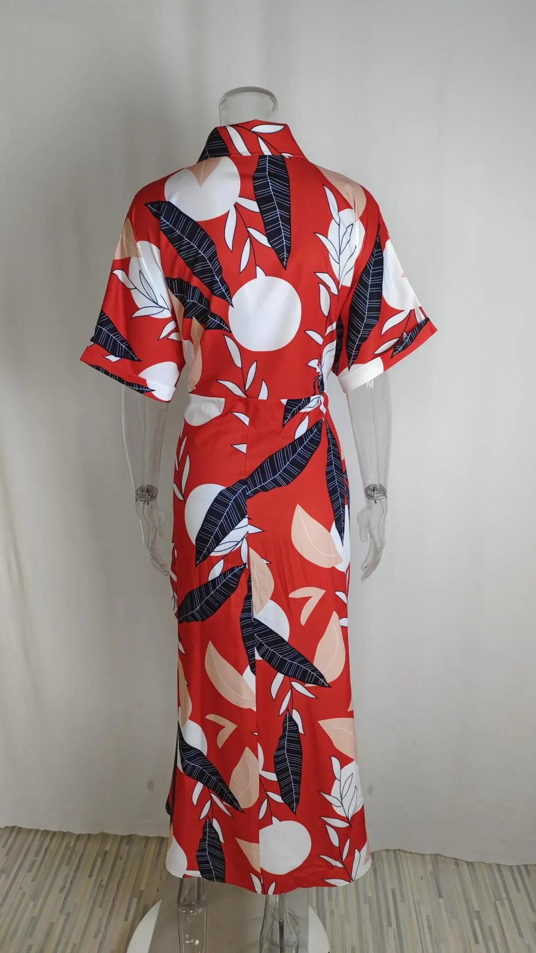 Elegant Dresses For Lady Vestidos 2026 Woman Dress Vestido Commuting Temperament Printed Irregular Leace-up Lapel Slim Contrast
