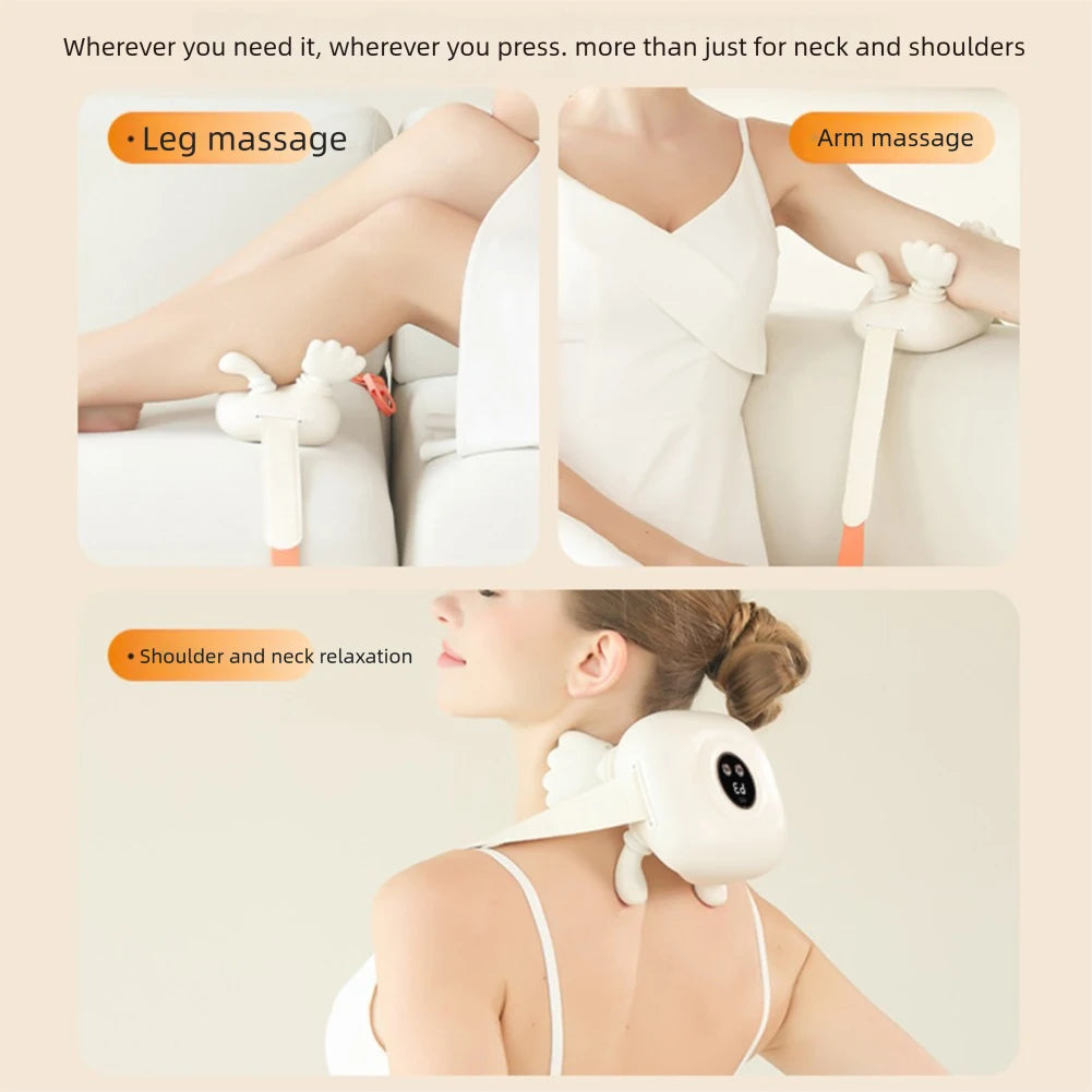 Shiatsu-Back Neck Massager For Pain Relief Deep Tissue For Trapezius Muscle Portable Cordless Massage Pillow For Home/Office