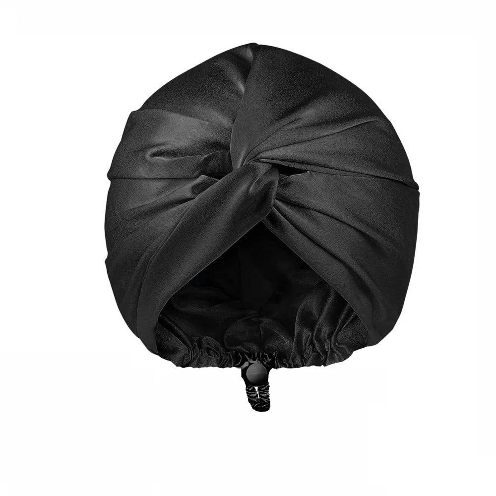 Satin Silk Bonnet for Sleeping Double Layer Turban Sleep Cap for Women Adjustable Hair Wrap for Curly Straight Hair