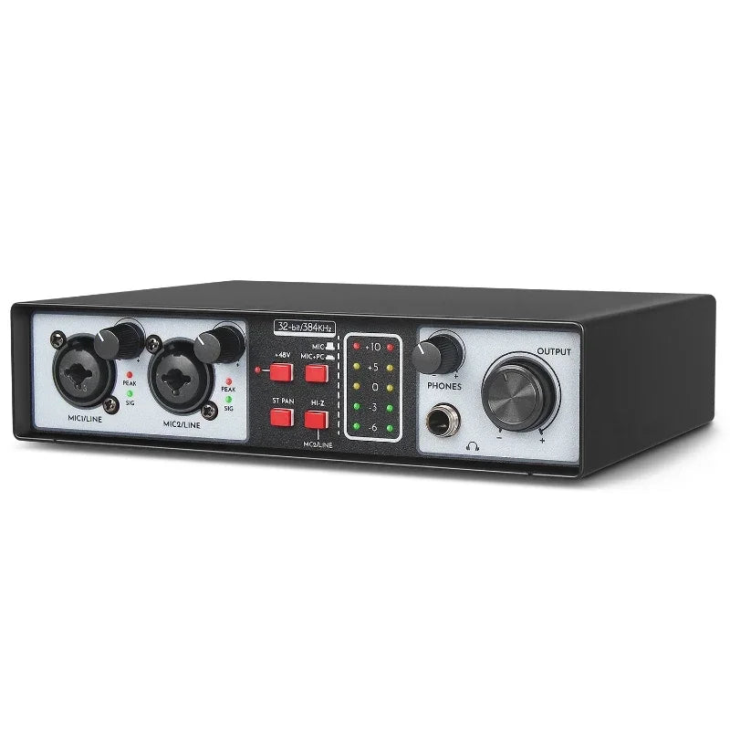 Professional sound card recording 2 Channels mini audio interfaces podcast USB for Musical Instruments Live streaming singing