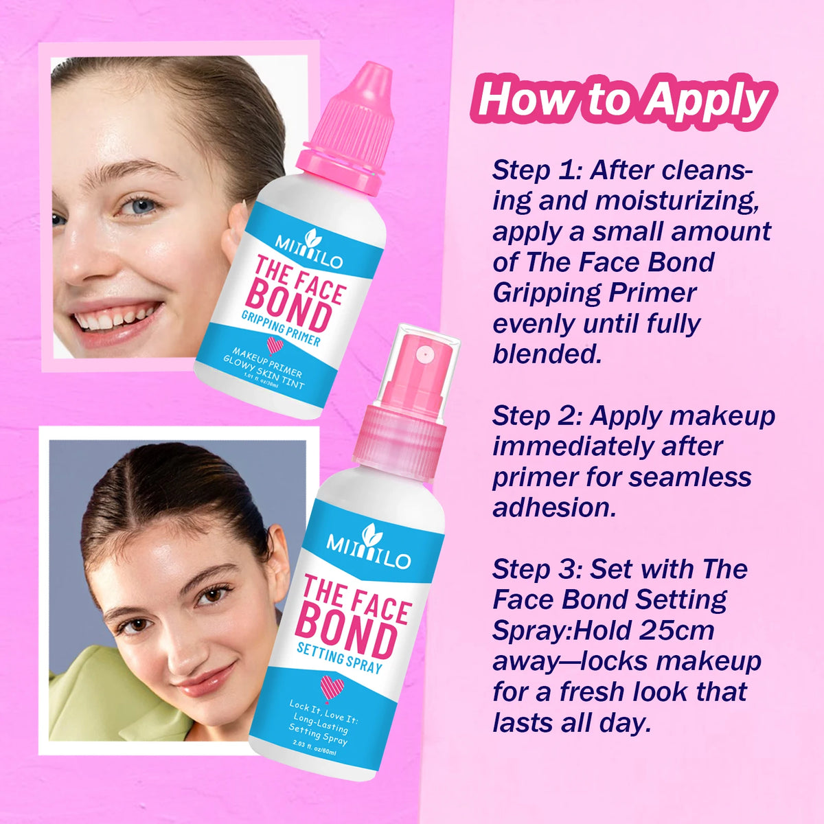 Long Lasting Primer Setting Spray Duo Non Greasy Deep Hydration Smudge Proof Makeup Base Holds Like Glue