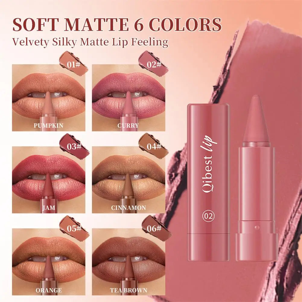 Twist Up Lip Liner Lipstick Pen Multipurpose Powder Blusher Velvet Matte Waterproof Lip Contour Non Stick Cup Lip Rouge Makeup